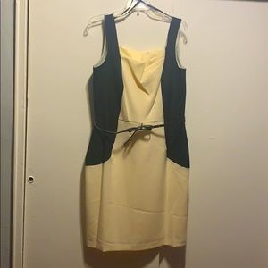 Black and yellow block dress